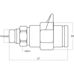 Greito atjungimo jungtis, vidinė 1/2" - 7/8" UNF, 3NV178UNFF