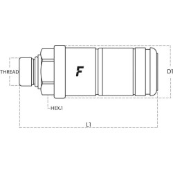 Greito atjungimo jungtis, vidinis sriegis 3/4 colio UNF, 3CFHF34UNFF