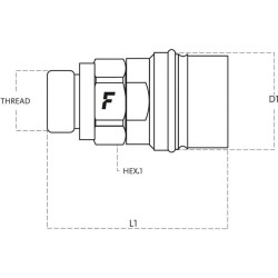 Srieginė jungtis, 3/4 colio vidinė - 3/4 colio vidinė CVV1234GASFV