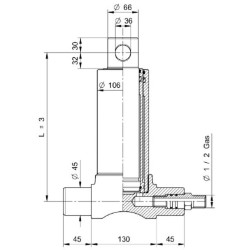 Teleskopinis cilindras, 2 pakopų, eiga 695 mm TC4522F