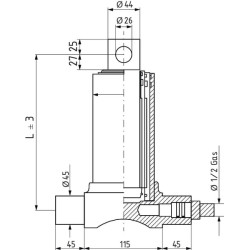 Teleskopinis cilindras, 3 pakopų, eiga 1490 mm TC2538F