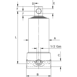 Teleskopinis cilindras, 3 pakopų, eiga 593 mm TC2632FF