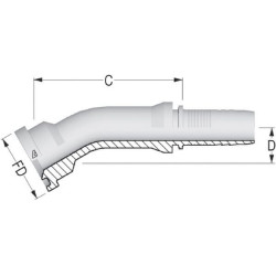 Įdėklas su flanšu DN20-Ø44.4mm-30° PFL201630