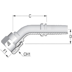Įdėklas DN10-3/8 BSP-45° PFK10645