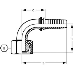 Įdėklas DN20-36x1,5-gaz-90° PGF203690