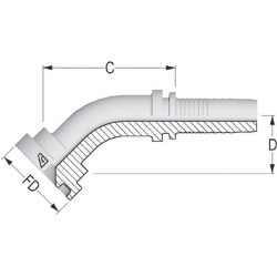 Įdėklas su flanšu DN13-Ø38.1mm-45° PFL131245