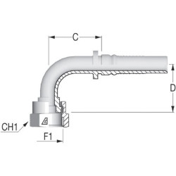 Įdėklas 4SH-DN20-1.3/16" ORFS-90º DAVH201990