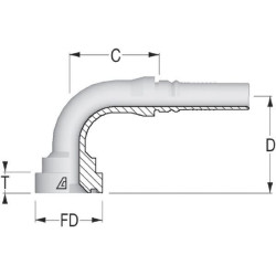 Įdėklas 4SH-DN20 flanšas Ø 41,3 mm-90°, tinka CAT SFSCH201290