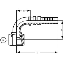 Presuojama jungtis 4SH-DN25-1.5/16" UNF-90° DKJH252190G2