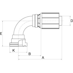 Įdėklas DN13-1/2 flanšas 90° 8G8FLH90M