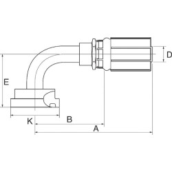 Įdėklas DN25-1" flanšas 90° 16G16FL90S