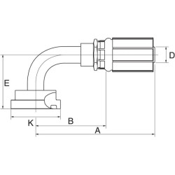 Įdėklas DN20-3/4 flanšas 90° 12G12FL90M
