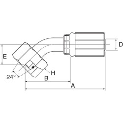 Įdėklas 45° DN25-M36x2 16G25FDHORX45