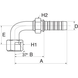 Įdėklas 90° DN25-1"5/16 JIC 16GS16FJX90S