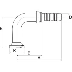 Įdėklas DN20-38.1 flanšas 90° 12GS12FL90100
