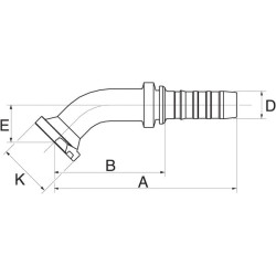 Įdėklas DN13 + 41,3 flanšas 45° 8GS12FLH45M
