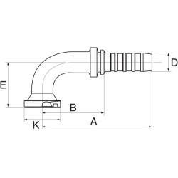 Įdėklas DN32-60.3 flanšas 90° 20GS24FL90S