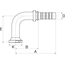 Įdėklas DN32-47.6 flanšas 90° 20GS16FLH90100