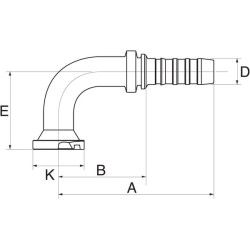 Įdėklas DN32-47.6 flanšas 90° 20GS16FLH90M