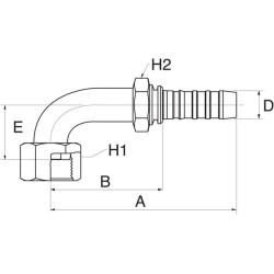 Įdėklas 90° D N20-1"7/16SAE 12GS16FFORX90S