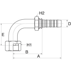 Įdėklas 90° DN25-1"11/16SAE 16GS20FFORX90M