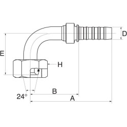 Įdėklas 90° DN13-M22x1.5 8GS15FDLORX90