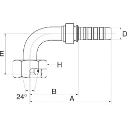 Žarnos įdėklas 90 DN16-1 BSP 10GS16FDHORX90