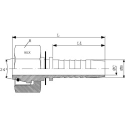 Įdėklas DN10-M16x1.5-10L nerūdijantis plienas PGLO1016RVS